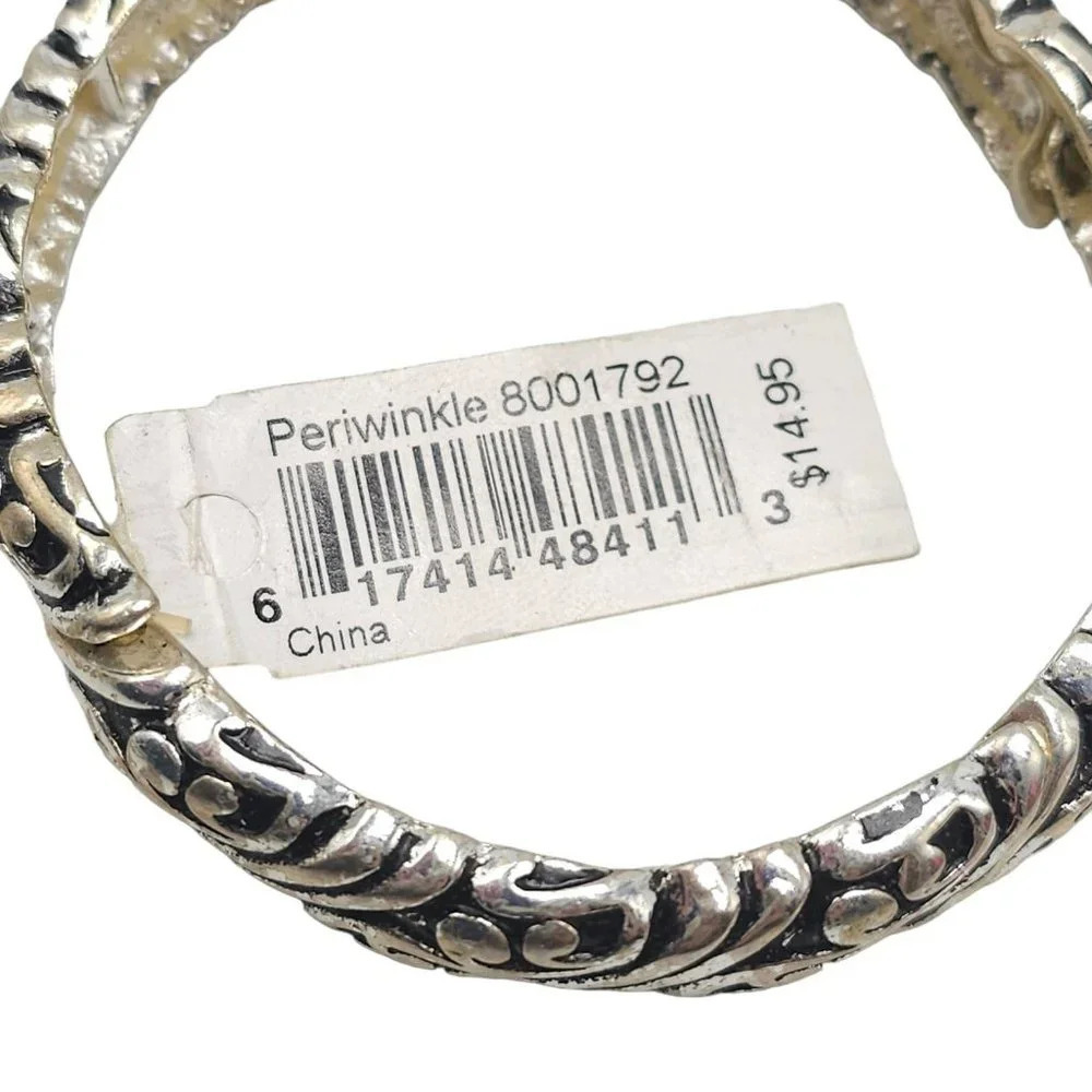 Periwinkle by Barlow Filigree Spiral Bangle Bracelet Silver Tone Vintage - Picture 4 of 5